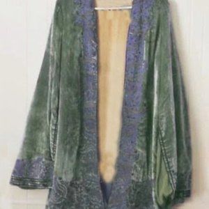 Blue Green Long Sleeve Coat Blazer L Size